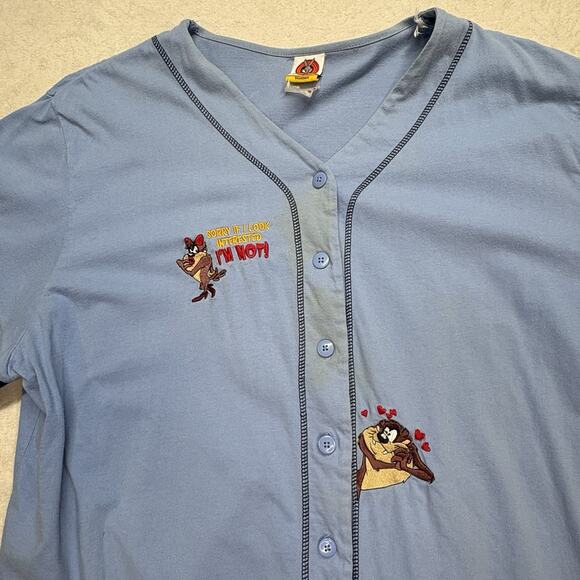 VTG Looney Tunes Shirt Womens 2XL XXL Taz Tazmanian Devil Baseball Jersey Lady - Picture 2 of 9